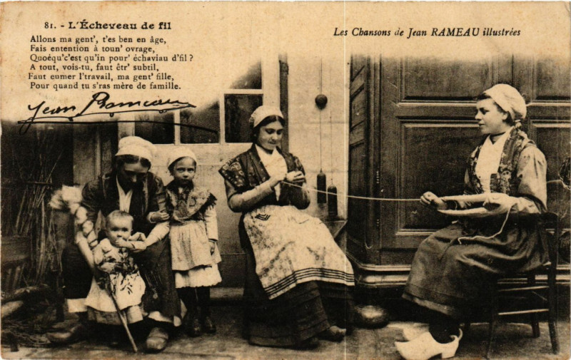 Carte postale ancienne L'Echeveau de fil - Les Chansons de Jean Rameau illustrées