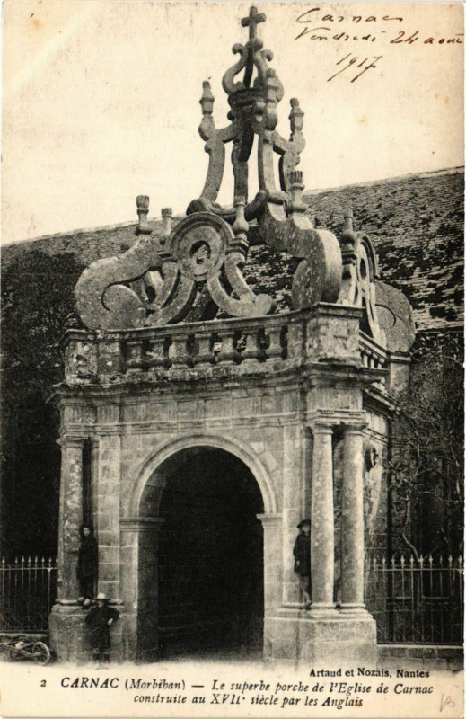 Carte postale ancienne Carnac - Le superbe de l'Eglise de Carnac construit au à Carnac