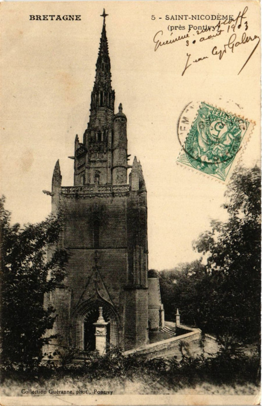Carte postale ancienne Breatgne - Saint-Nicodeme (pres Pontivy) à Pontivy