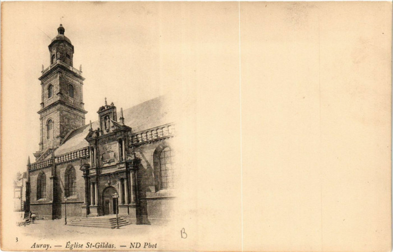Carte postale ancienne Auray - Eglise St-Gildas à Auray