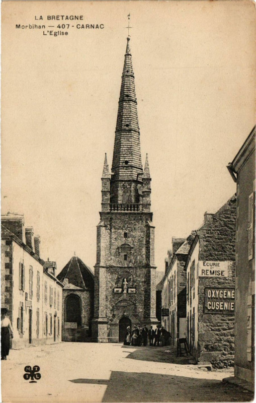 Carte postale ancienne La Bretagne - Morbihan - Carnac - L'Eglise à Carnac
