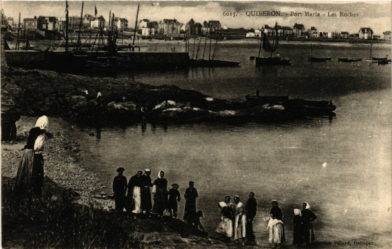 Carte postale ancienne Quiberon - Port-Maria - Les Rochers à Quiberon