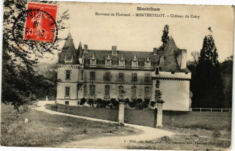 Carte postale ancienne Morbihan - Env. de Ploermel - MONTertelot - Chateau du Crevy à Ploërmel