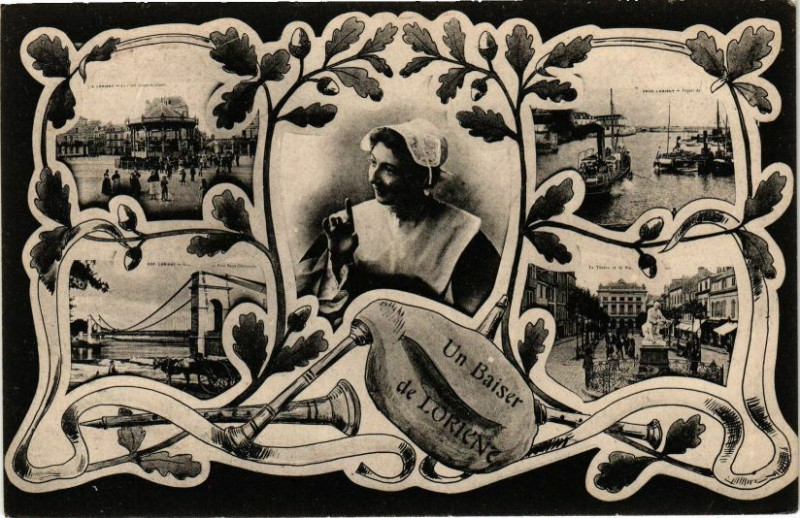 Carte postale ancienne Un Baiser de Lorient à Lorient