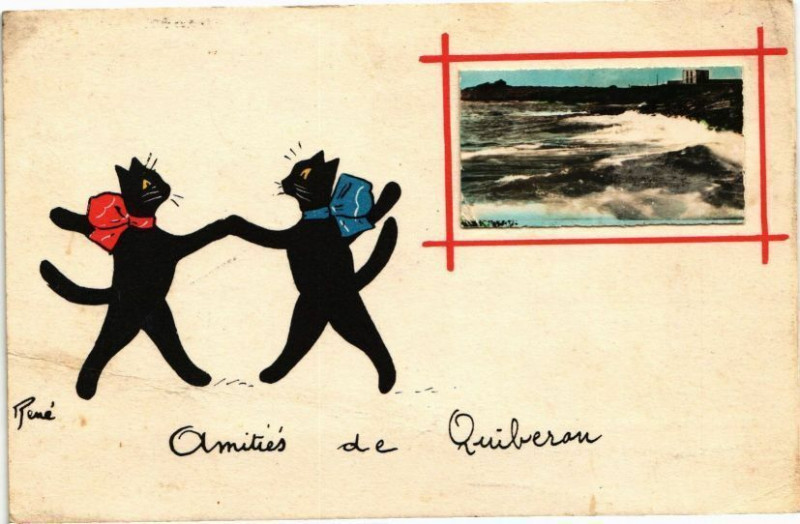 Carte postale ancienne Amitiés de Quiberon à Quiberon