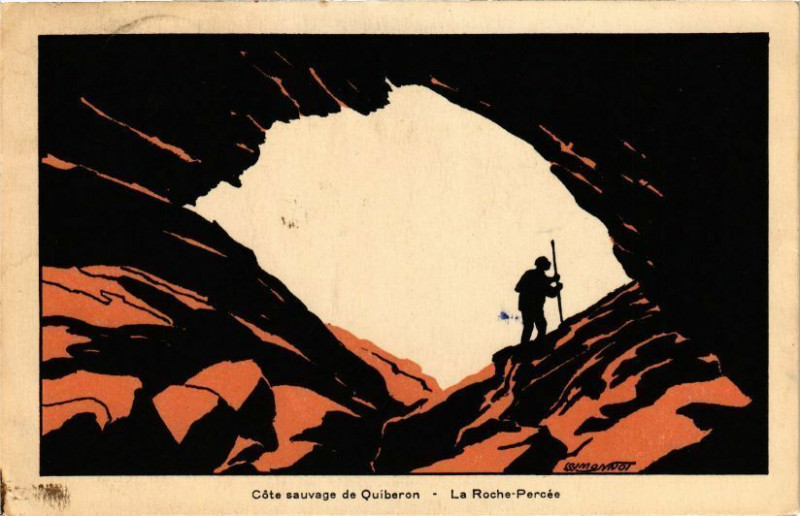Carte postale ancienne Cote sauvage de Quiberon - La Roche - Percée à Quiberon