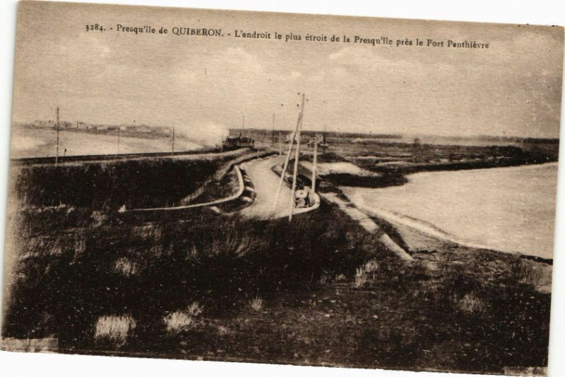 Carte postale ancienne Presqu'lle de Quiberon- Endroit le plus de la Presqu'lle pres Fort à Quiberon