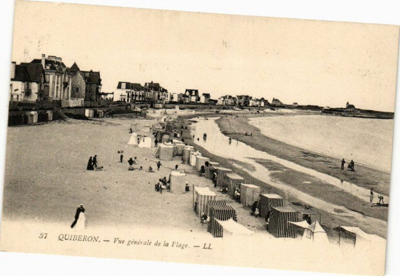 Carte postale ancienne Quiberon Vue générale de la Plage à Quiberon