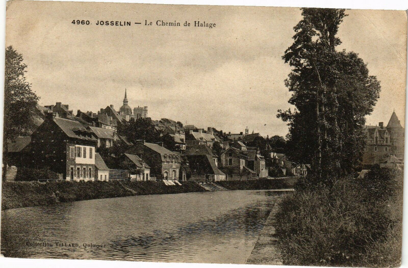 Carte postale ancienne Josselin - Le Chemin de Halage à Josselin