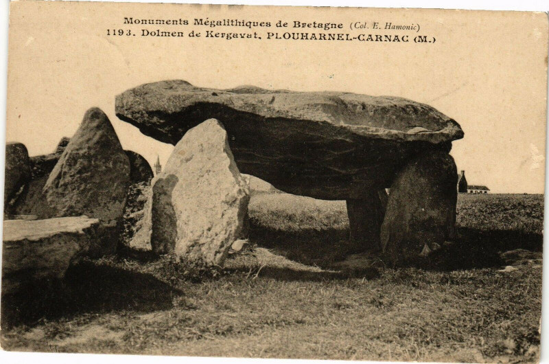Carte postale ancienne Monuments Megalithiques - Dolmen de Kergaval Plouharnel-Carnac à Carnac