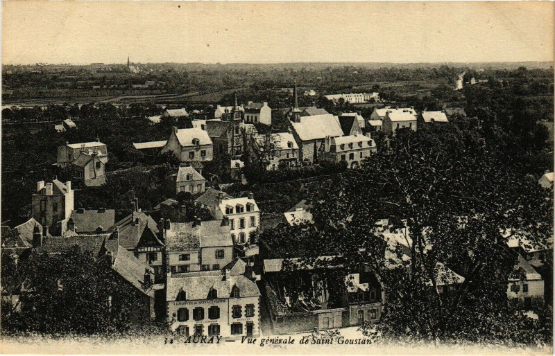Carte postale ancienne Auray - Vue générale de St-Goustan à Auray