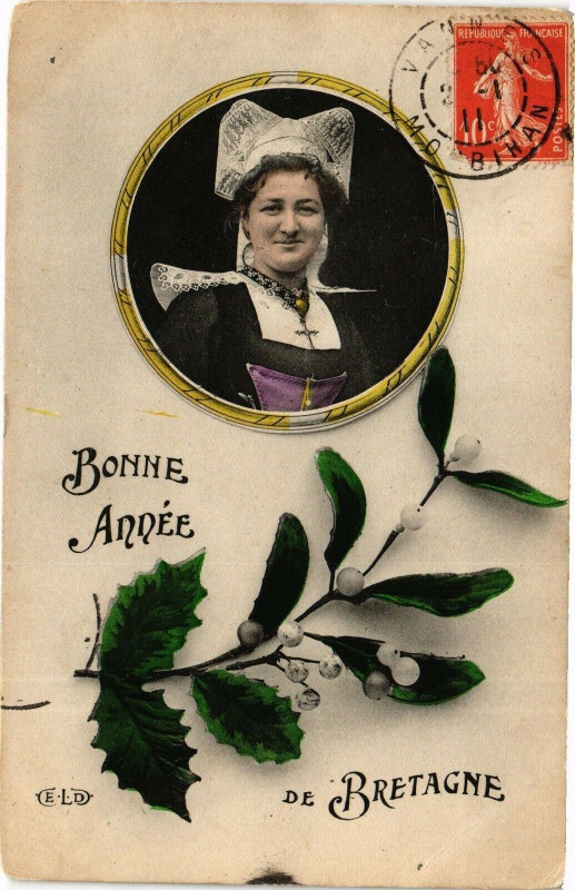 Carte postale ancienne Bonne Année de Bretagne