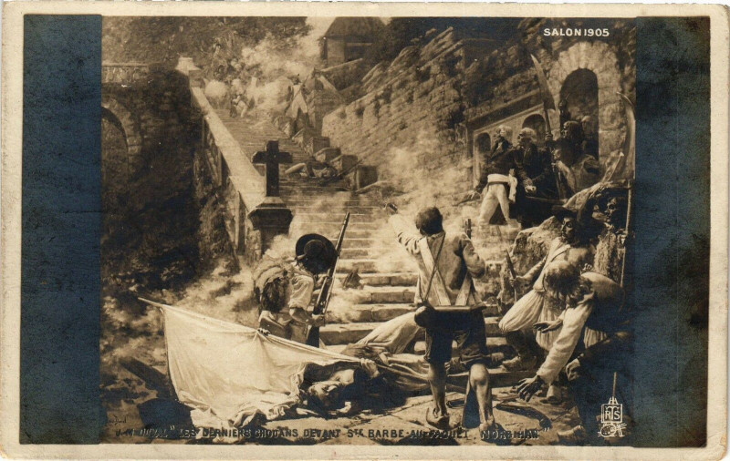 Carte postale ancienne Les Deslies chocans devant Saint-Barbe-A.... (Salon 1905)