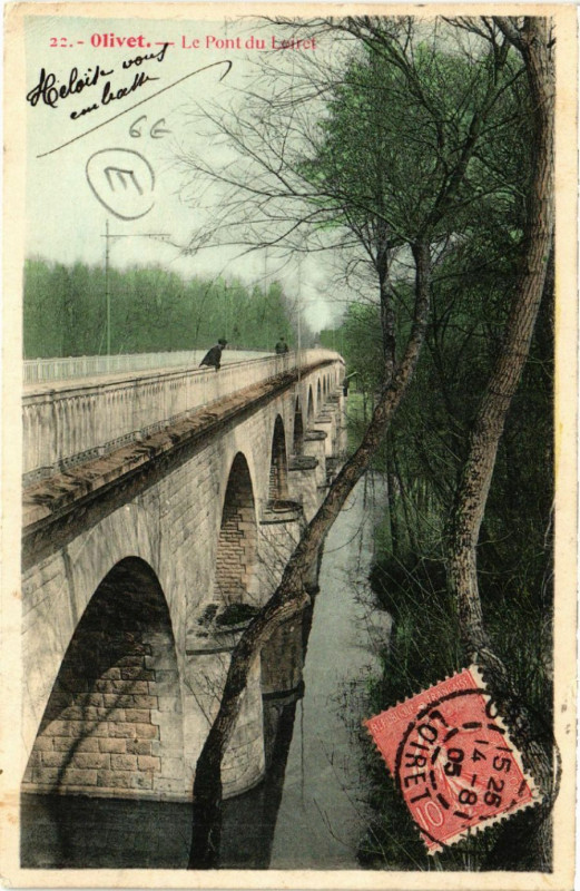Carte postale ancienne Olivet - Le Pont du Loiret à Olivet