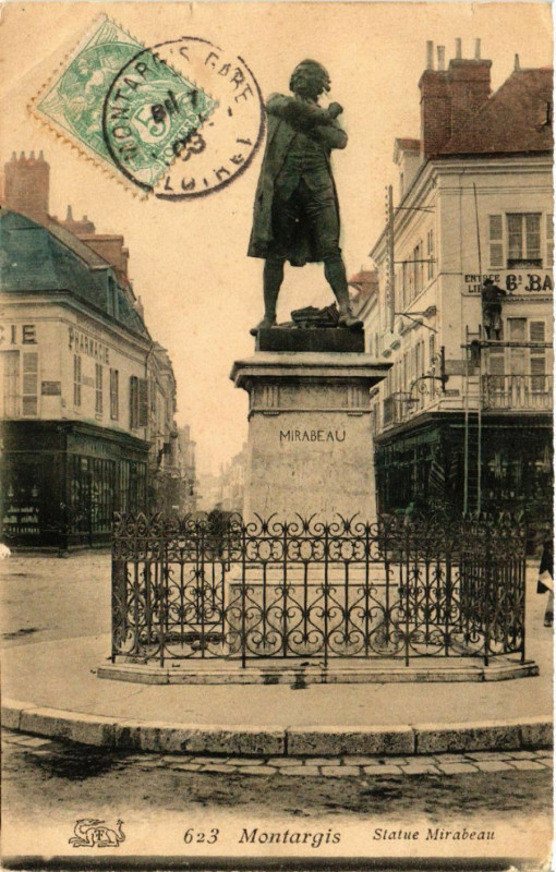 Carte postale ancienne Montargis - Statue Mirabeau à Montargis