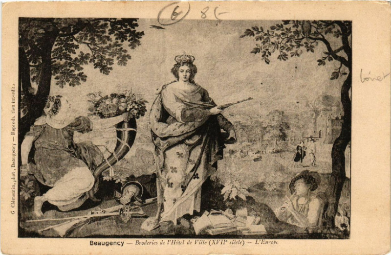 Carte postale ancienne Beaugency - Broderies de l'Hotel de Ville à Beaugency