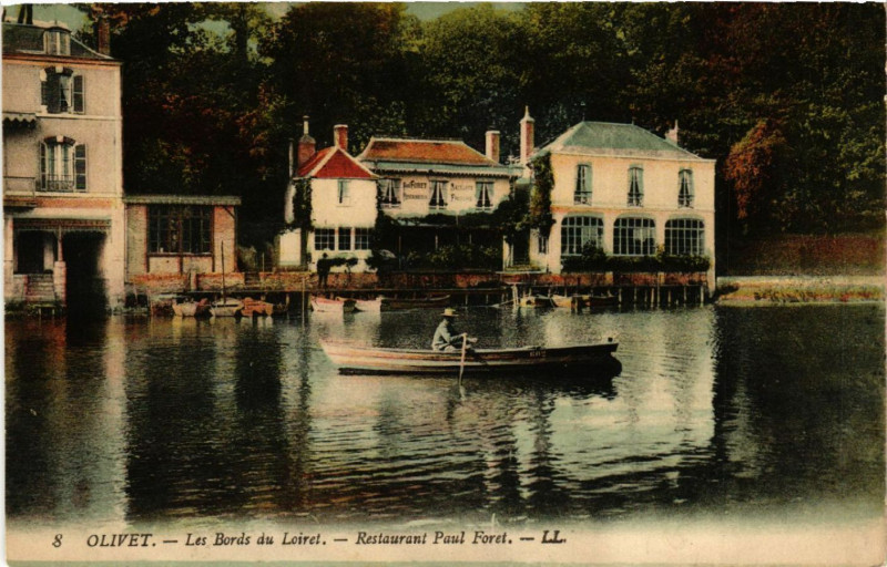 Carte postale ancienne Olivet - Les Bords du Loiret - Restaurant Paul Foret à Olivet