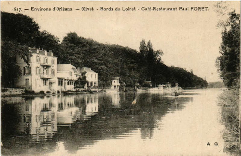 Carte postale ancienne Olivet - Env. d'Orleans - Café-Restaurant Paul Foret à Olivet