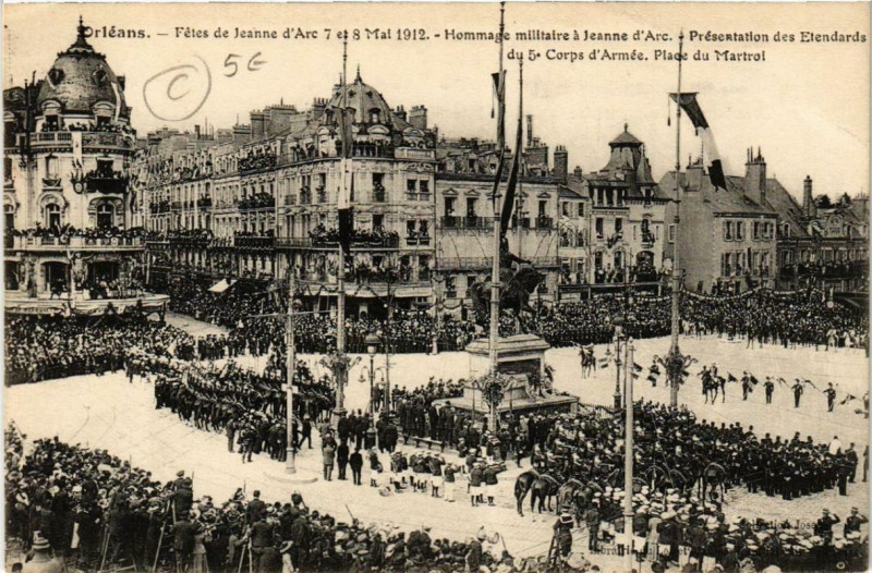 Carte postale ancienne Orleans Fetes de Jeanne d'Arc 1912 Hommage a Jeann d'Arc à Orléans