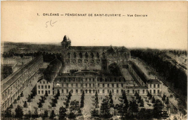 Carte postale ancienne Orleans Pensionnat de Saint-Euverte Vue générale à Orléans