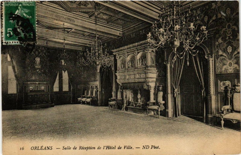 Carte postale ancienne Orleans Salle de Réception de l'Hotel de Ville à Orléans