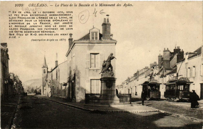 Carte postale ancienne Orleans La Place de la Bascule et le Monument des Aydes à Orléans
