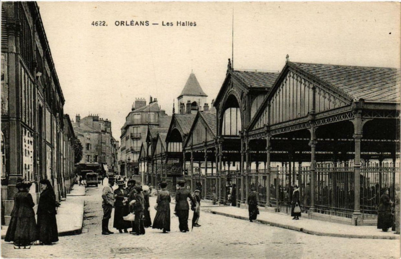 Carte postale ancienne Orleans Les Halles à Orléans