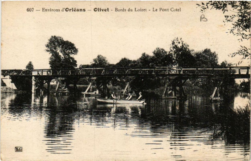 Carte postale ancienne Olivet Bords du Loiret Le Pont Cotel à Olivet