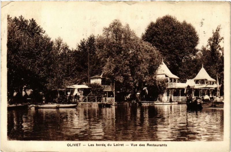 Carte postale ancienne Olivet Les Bords du Loiret Vue des Restaurants à Olivet