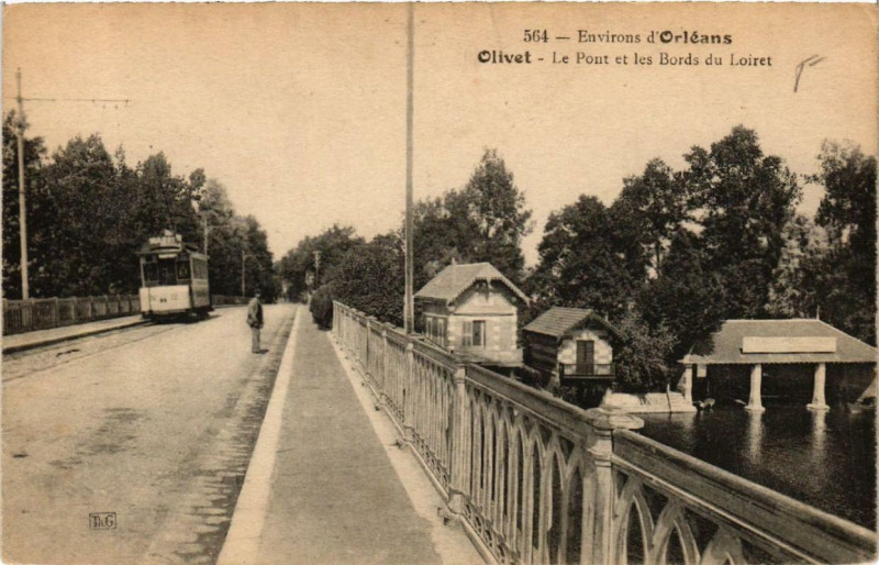 Carte postale ancienne Olivet Le pont et les Bords du Loiret à Olivet