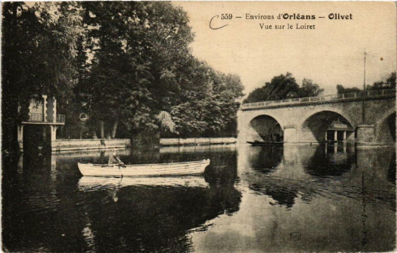 Carte postale ancienne Olivet vue sur le Loiret à Olivet