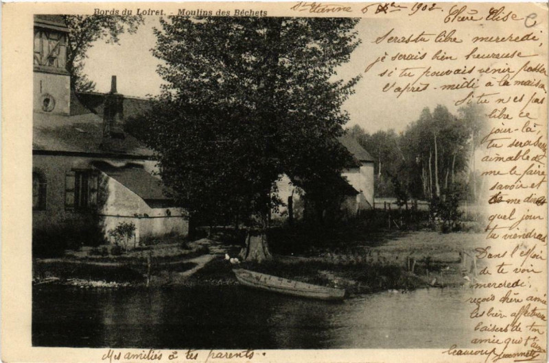 Carte postale ancienne Bords du Loiret Mouins des Bechets