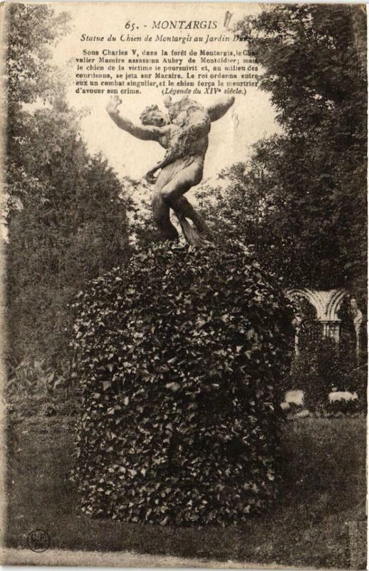 Carte postale ancienne Montargis Statue du Chien de Montargis à Montargis