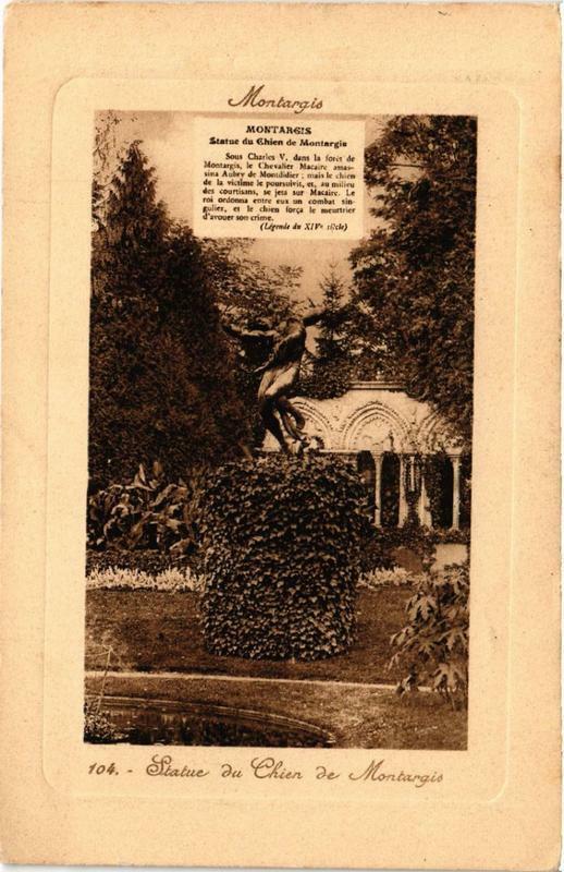 Carte postale ancienne Montargis Statue du Chien de Montargis à Montargis