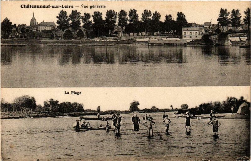 Carte postale ancienne Chateauneuf-sur-Loire Vue générale La Plage à Châteauneuf-sur-Loire