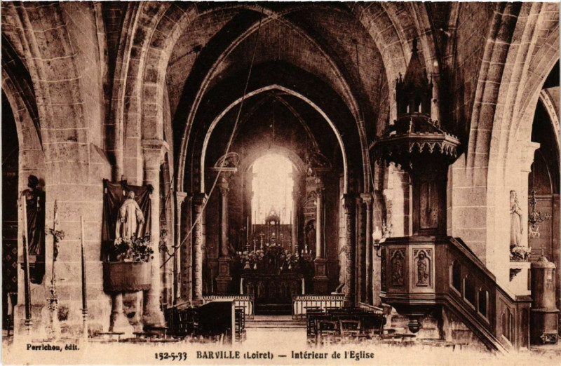 Carte postale ancienne Barville - Intérieur de Eglise