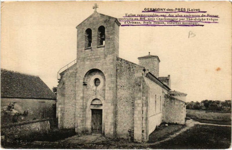 Carte postale ancienne Germigny-des-Pres Eglise à Germigny-des-Prés