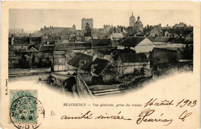 Carte postale ancienne Beaugency Vue générale prise du Viaduc à Beaugency