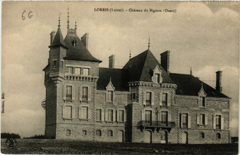 Carte postale ancienne Lorris - Chateau de Bignon - Ouest à Lorris