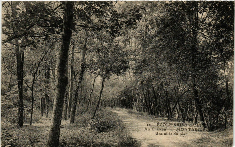 Carte postale ancienne Montargis - Ecole Saint-Louis - Au Chateau - Une allée du parc à Montargis