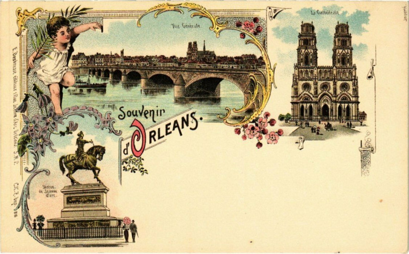Carte postale ancienne Litho Orleans - Souvenir à Orléans