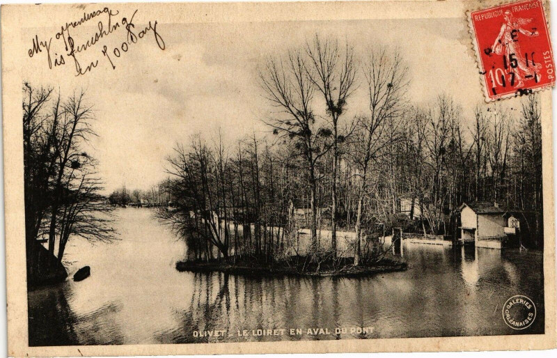 Carte postale ancienne Olivet - Le Loiret en Aval du Pont à Olivet