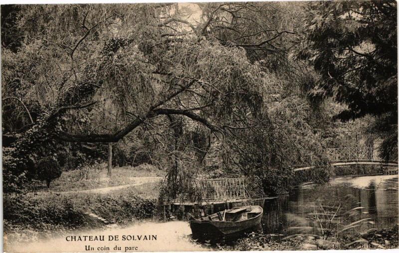 Carte postale ancienne Chateau du Solvain - Un coin du parc