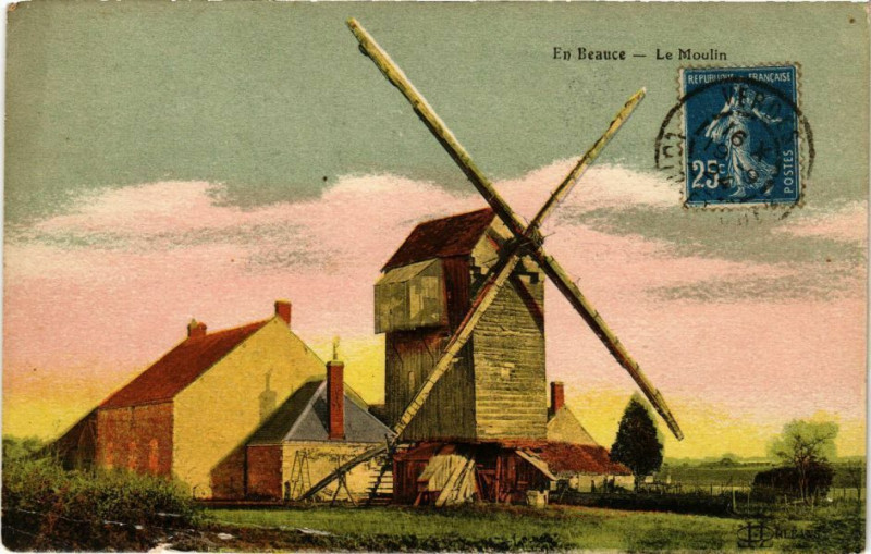 Carte postale ancienne En Beauce - Le Moulin