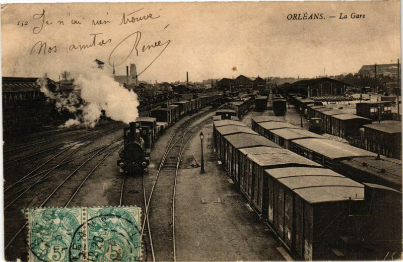 Carte postale ancienne Orleans-La Gare à Orléans