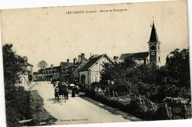 Carte postale ancienne Les Choux - Route de Dampierre aux Choux