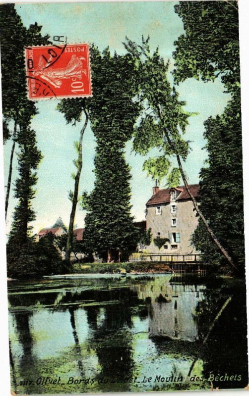 Carte postale ancienne Ed. Aqua 3117 Olivet Bords du Loiret. Le Moulin des Bechets à Olivet