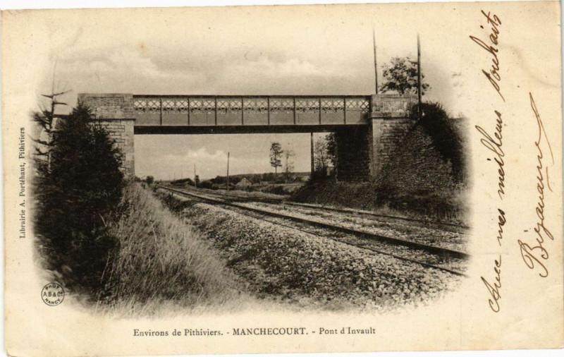 Carte postale ancienne Manchecourt - Pont d'Invault