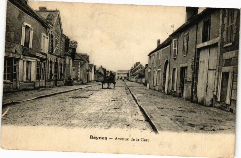 Carte postale ancienne Boynes - Avenue de la Gare à Boynes