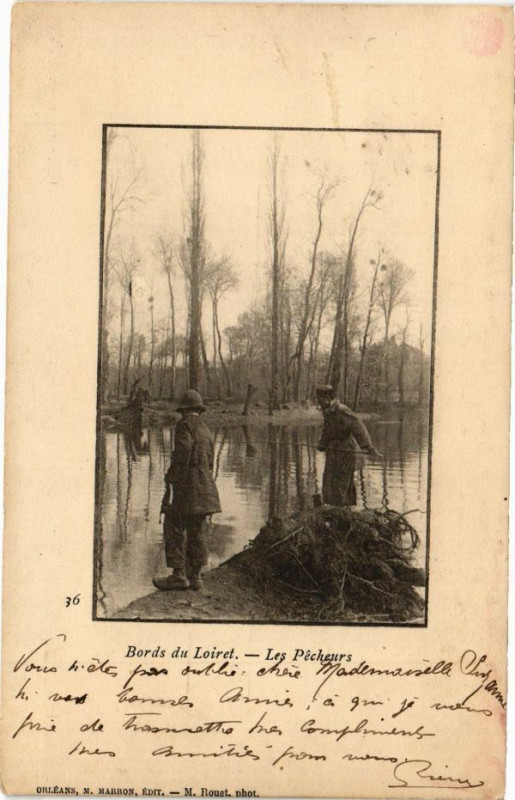 Carte postale ancienne Bords du Loiret - Les Pecheurs